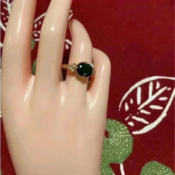 Gorgeous Bridgerton Era Look 18k Gold Over Silver Emerald White Sapphire Set - Picture 13 of 13